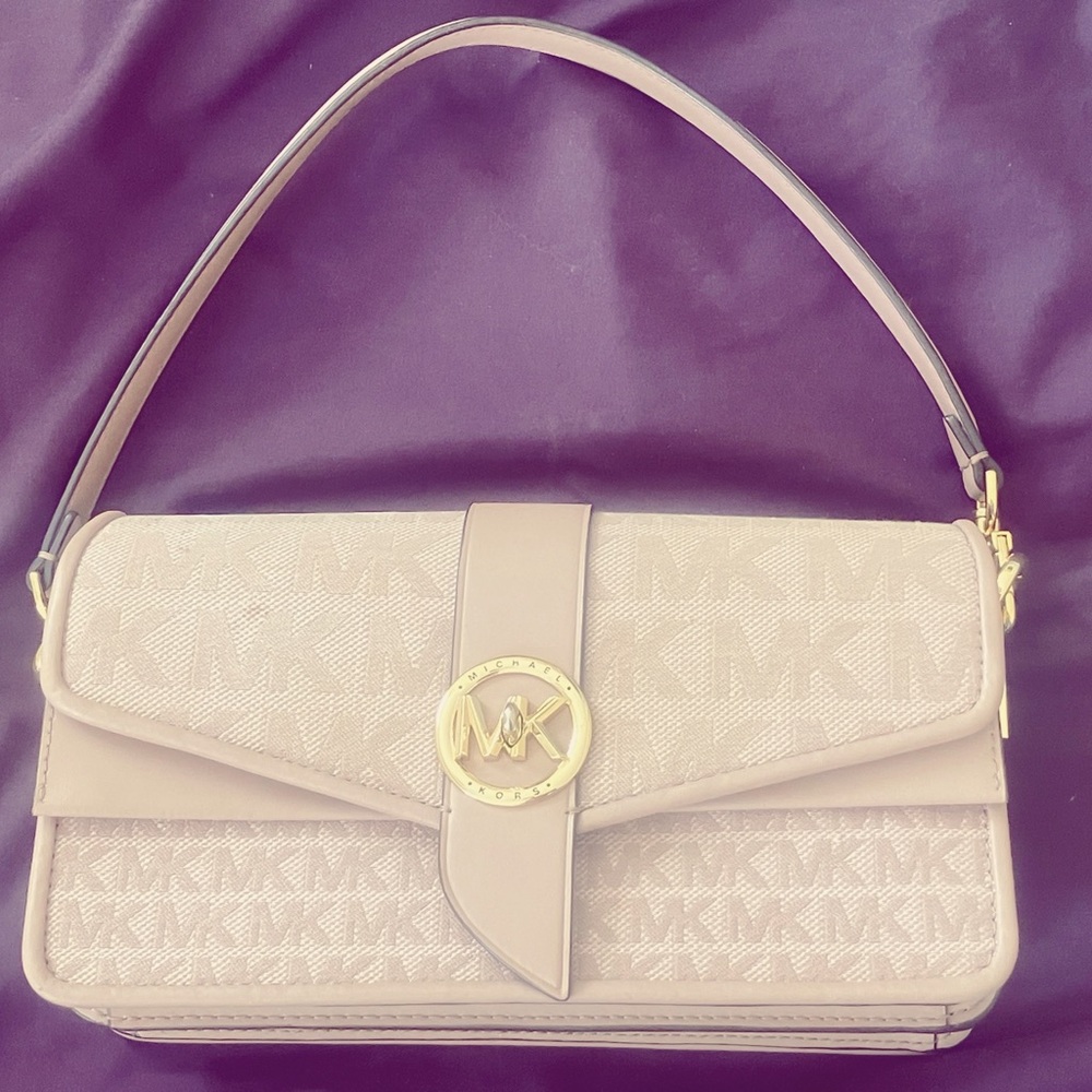 Michael Kors Taupe Monogram Shoulder Bag